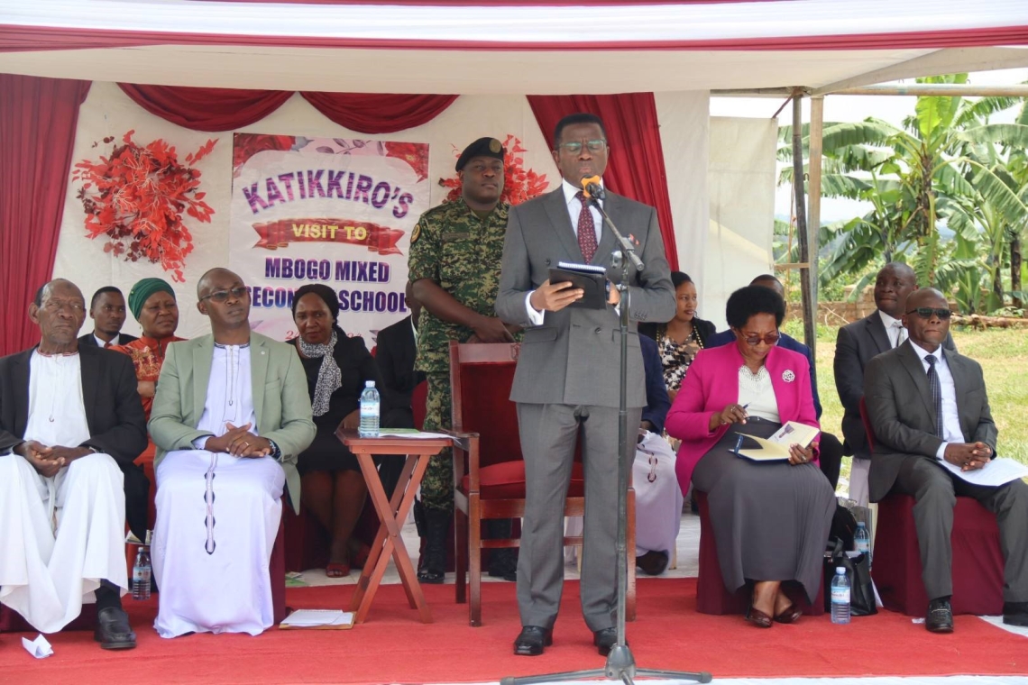 Katikkiro addressing parents and students Katikkiro addressing parents and students